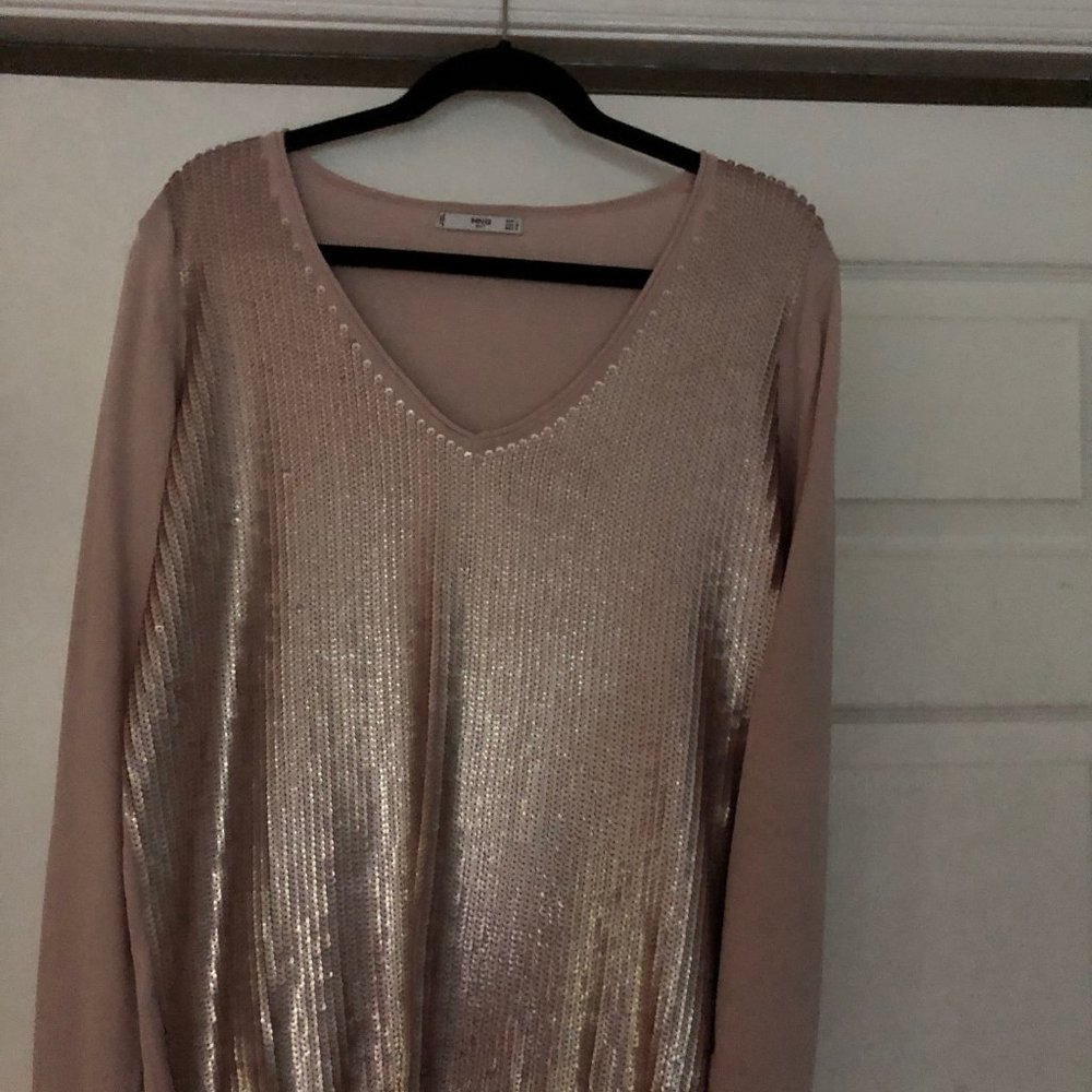 Mango Light Mauve/Pink Sequined Cocktail Sweater